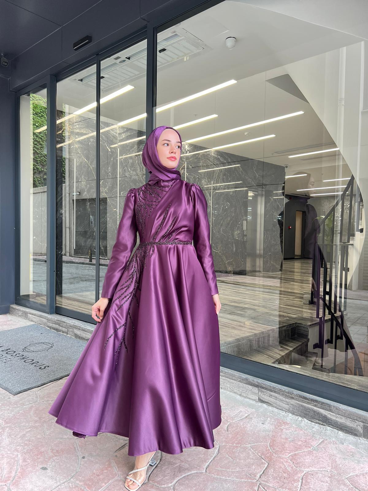 Mila – Mürdüm Abiye Elbise