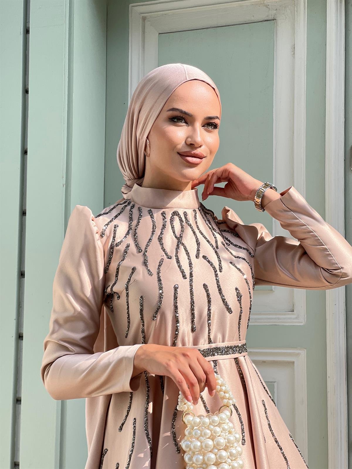 Nora –  Bej Abiye Elbise