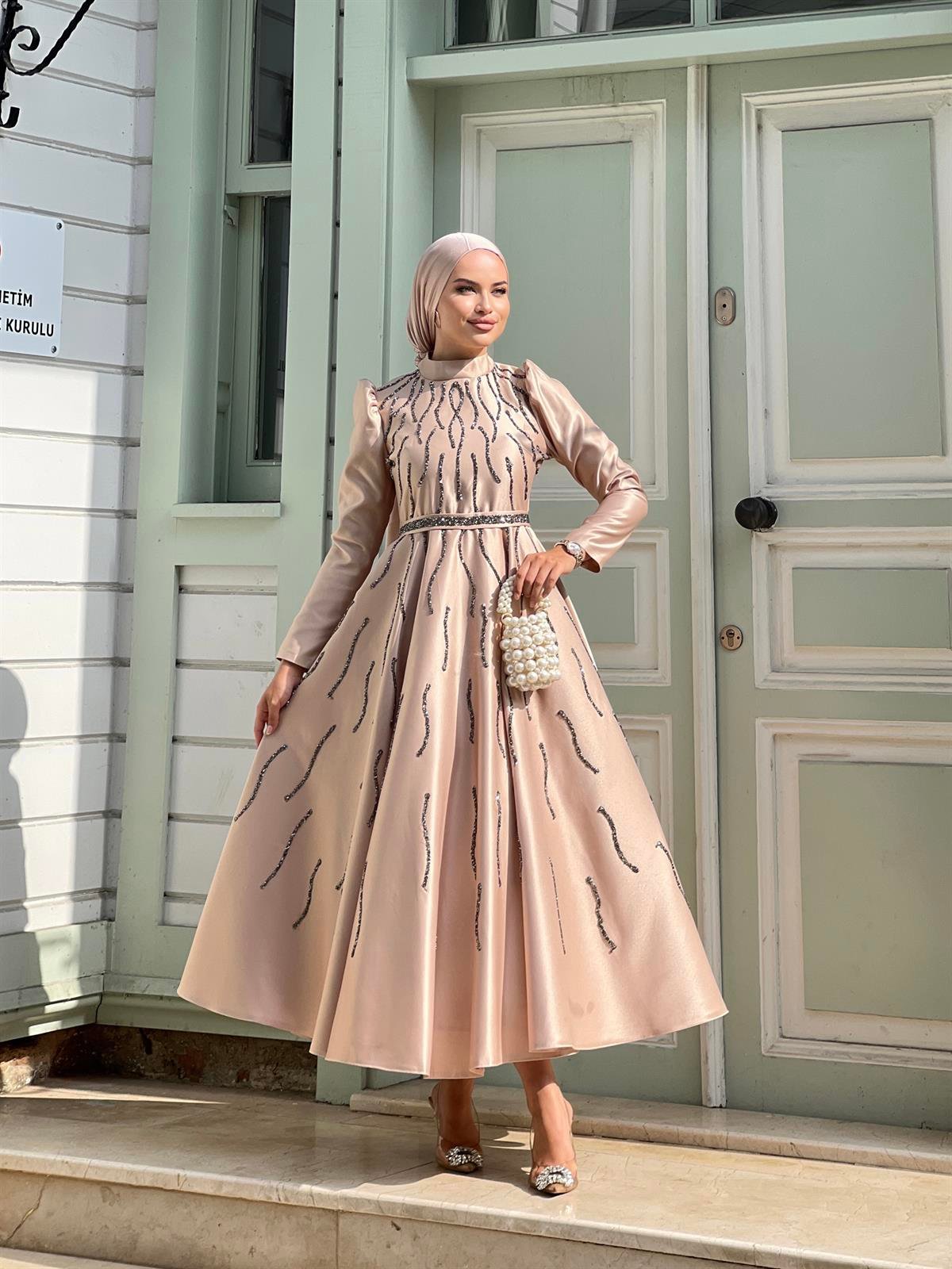 Nora –  Bej Abiye Elbise
