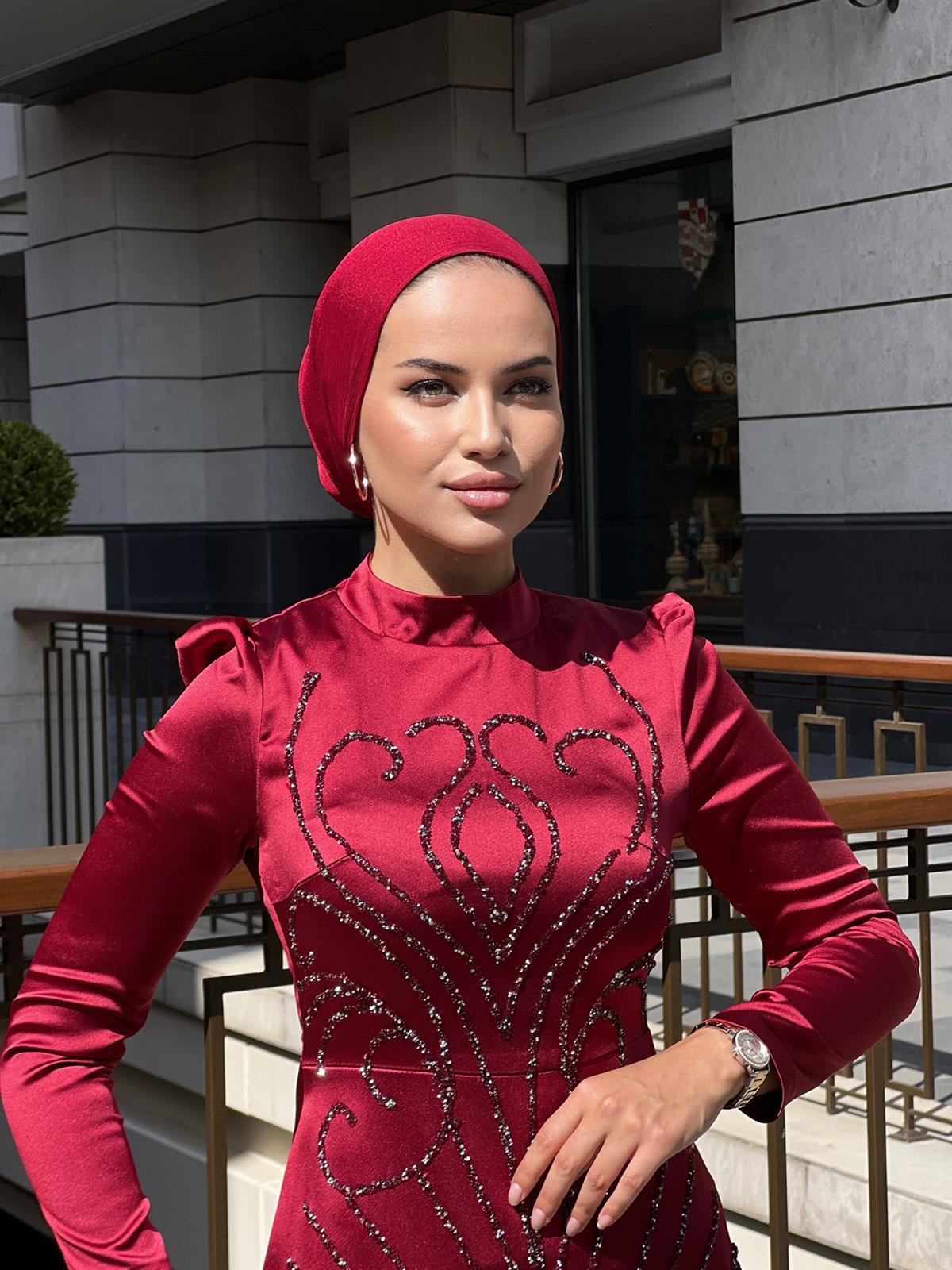 Rose –  Bordo Abiye Elbise