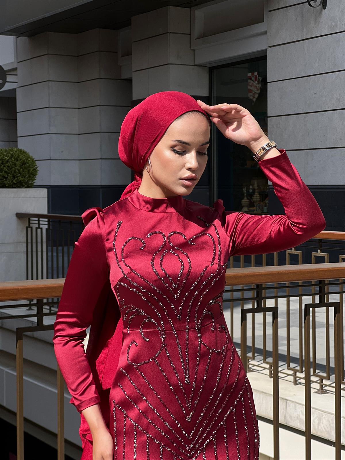 Rose –  Bordo Abiye Elbise