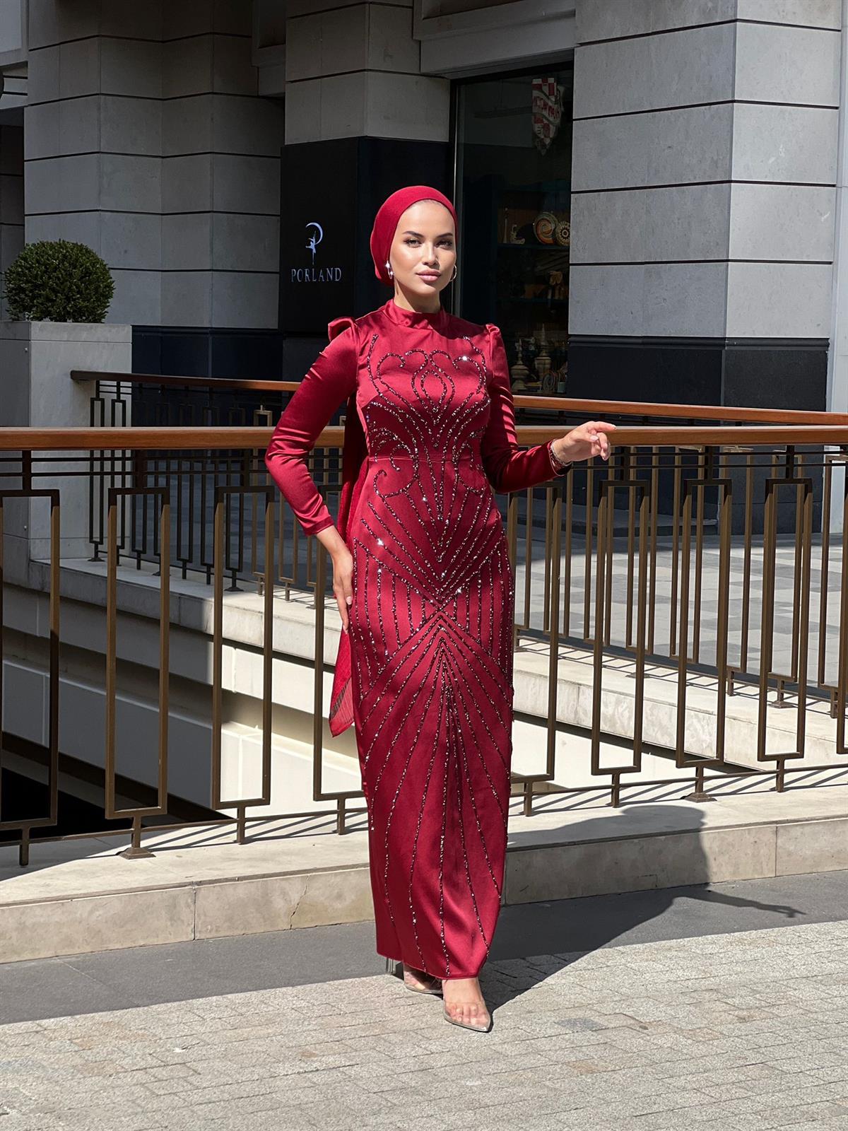Rose –  Bordo Abiye Elbise