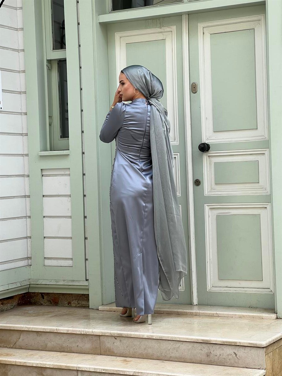Rose –  Gri Abiye Elbise