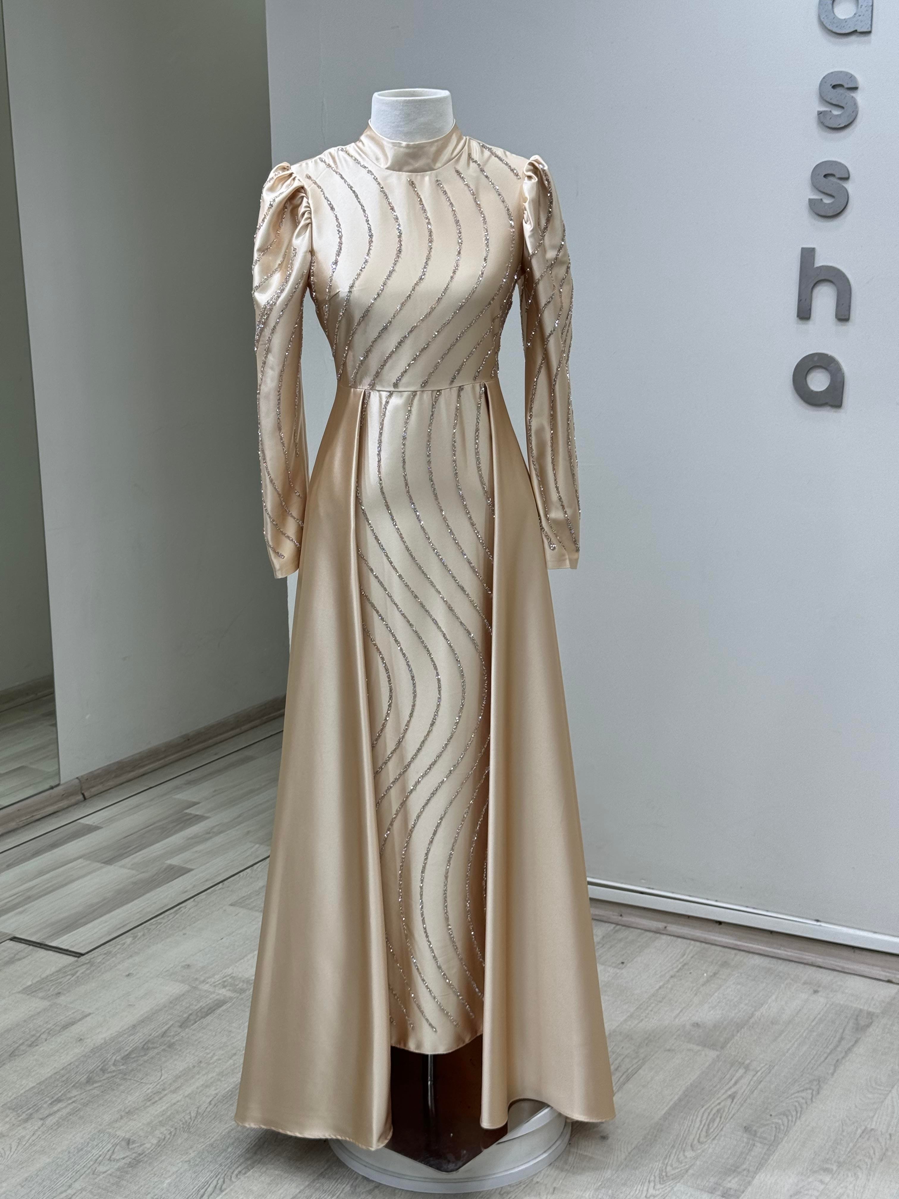 Sahra - Bej  Abiye Elbise