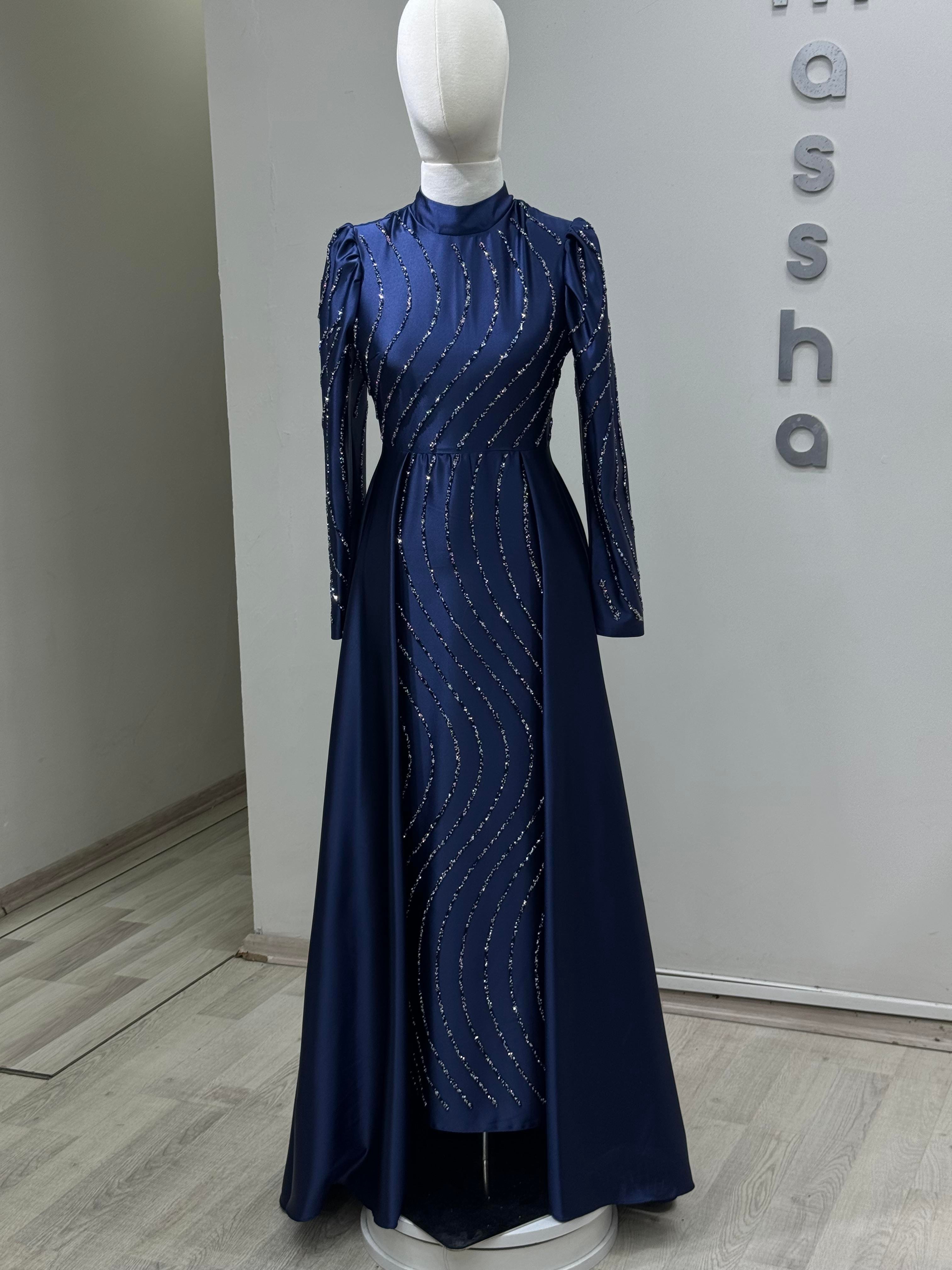 Sahra - Lacivert Abiye Elbise