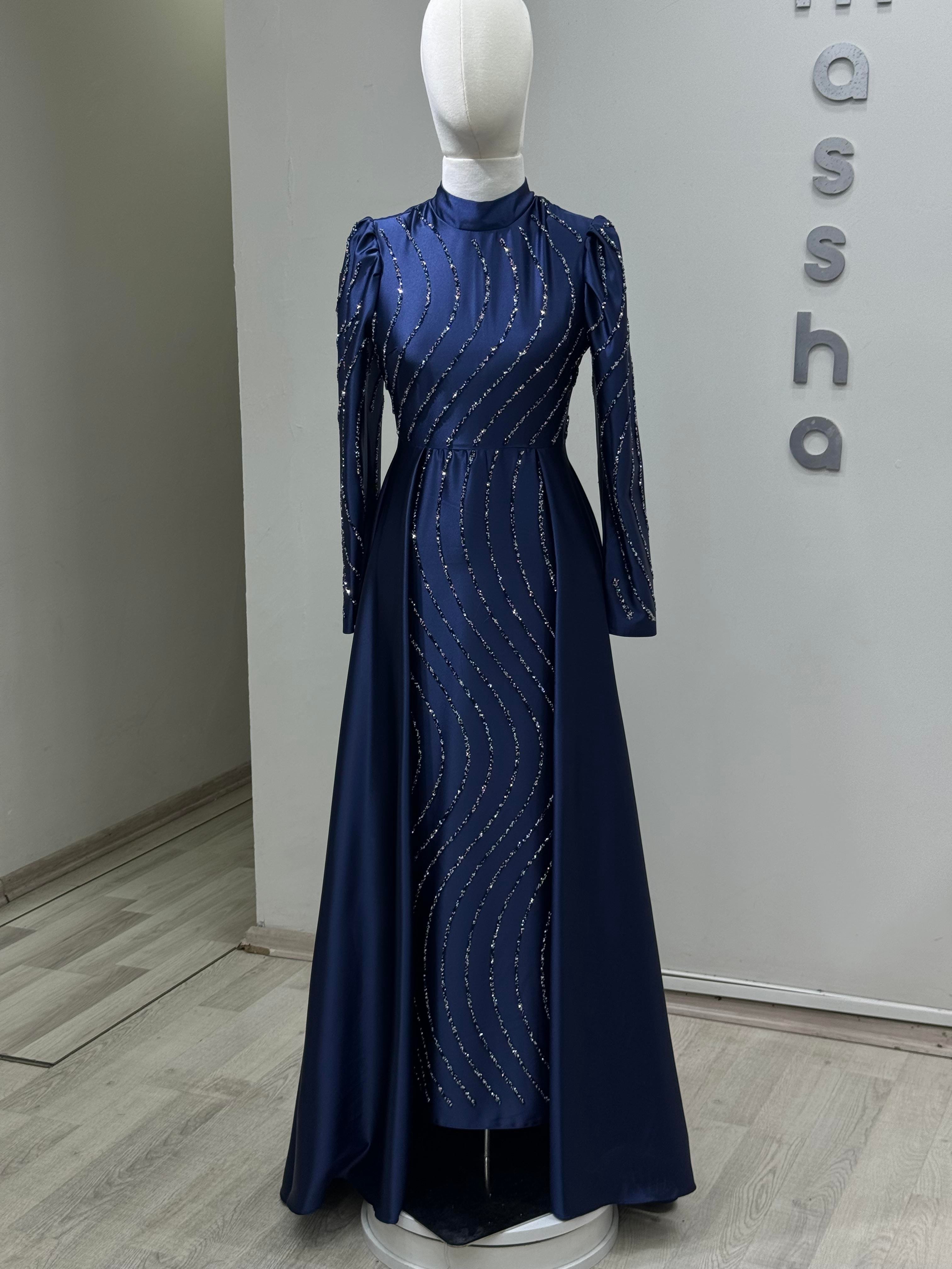 Sahra - Lacivert Abiye Elbise