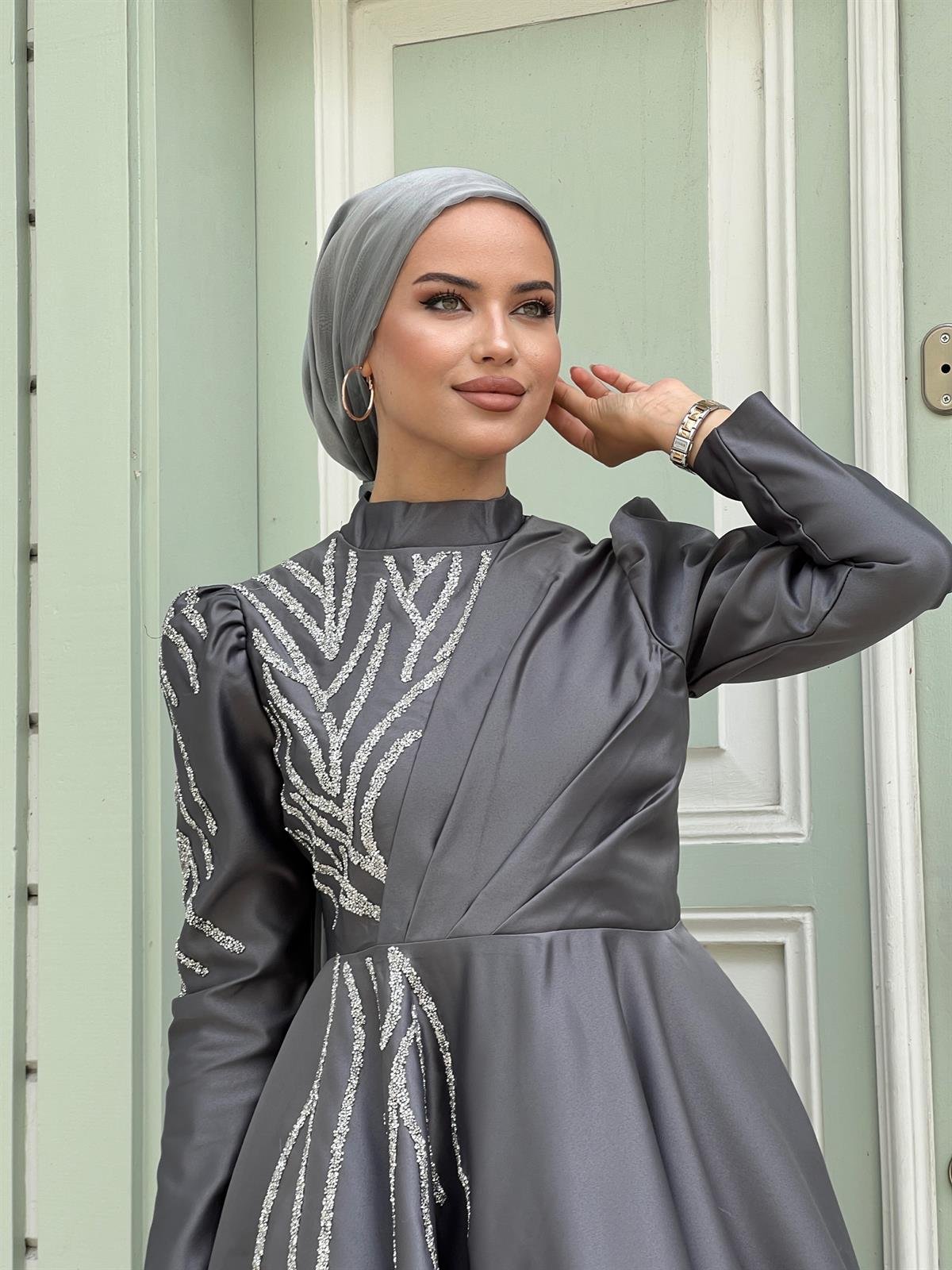 Sofia –  Gri Abiye Elbise