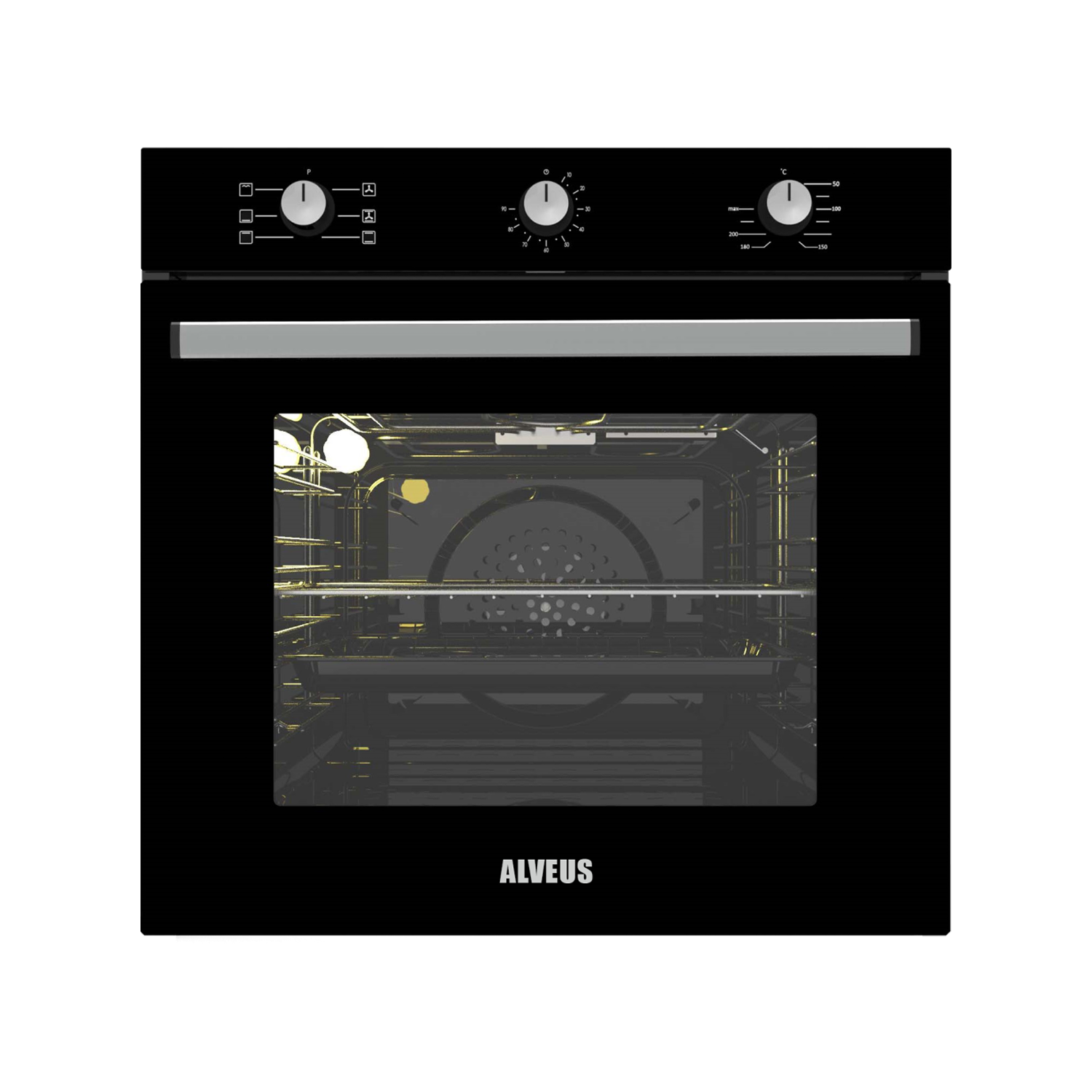 Alveus Ankastre Set 1 - Kare Izgaralı Ocak + Turbo Fırın + Cam Davlumbaz (KLS 670 + MFA614 + MOD 3000)