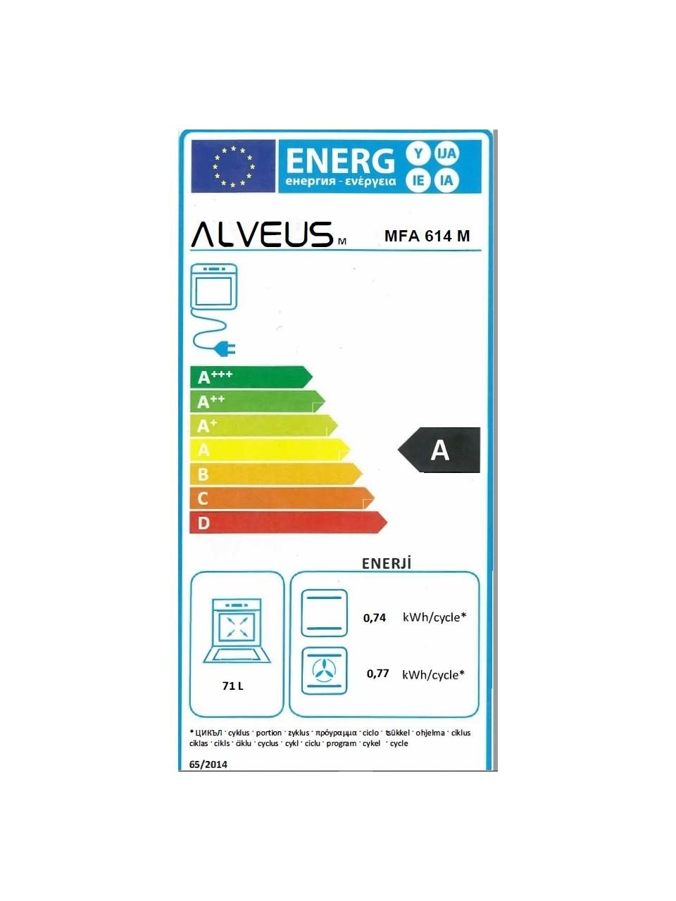 Alveus Mfa 614 Siyah Turbo Ankastre Fırın