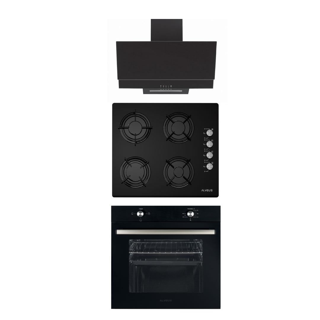 Alveus Siyah Ankastre Cam Set