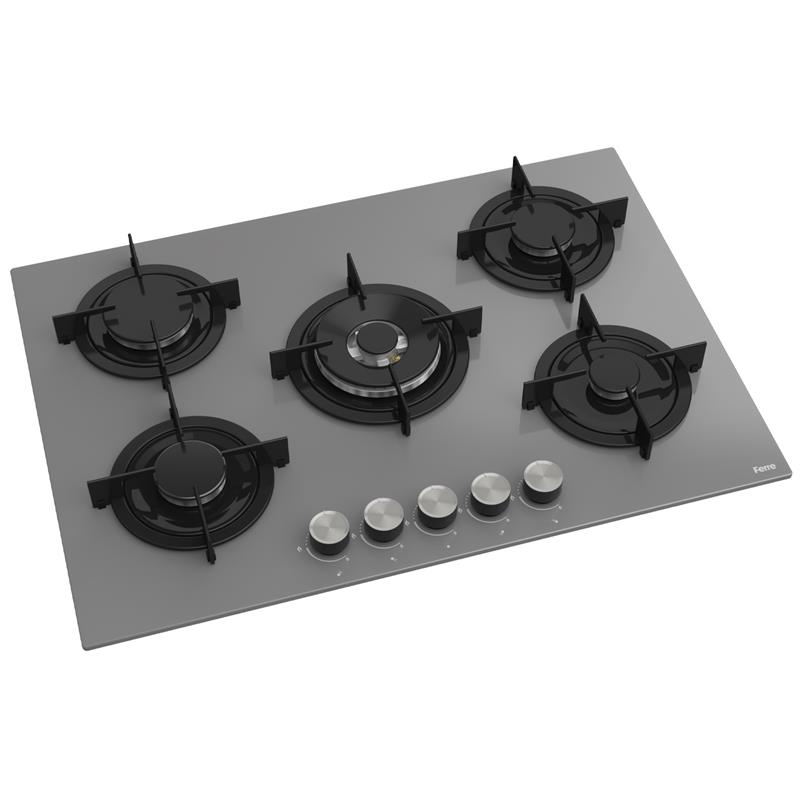 Ferre RS038 Gri 75 cm Cam Ankastre Ocak