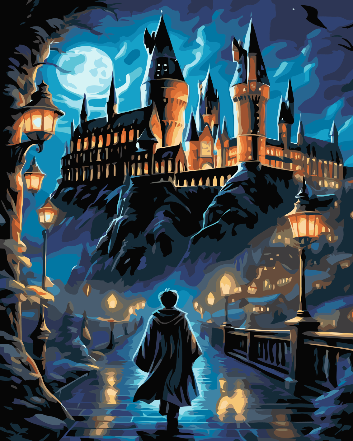 Sayılarla Boyama Seti Çerçeveli Kasnaklı Harry Potter Hogwarts Yolunda