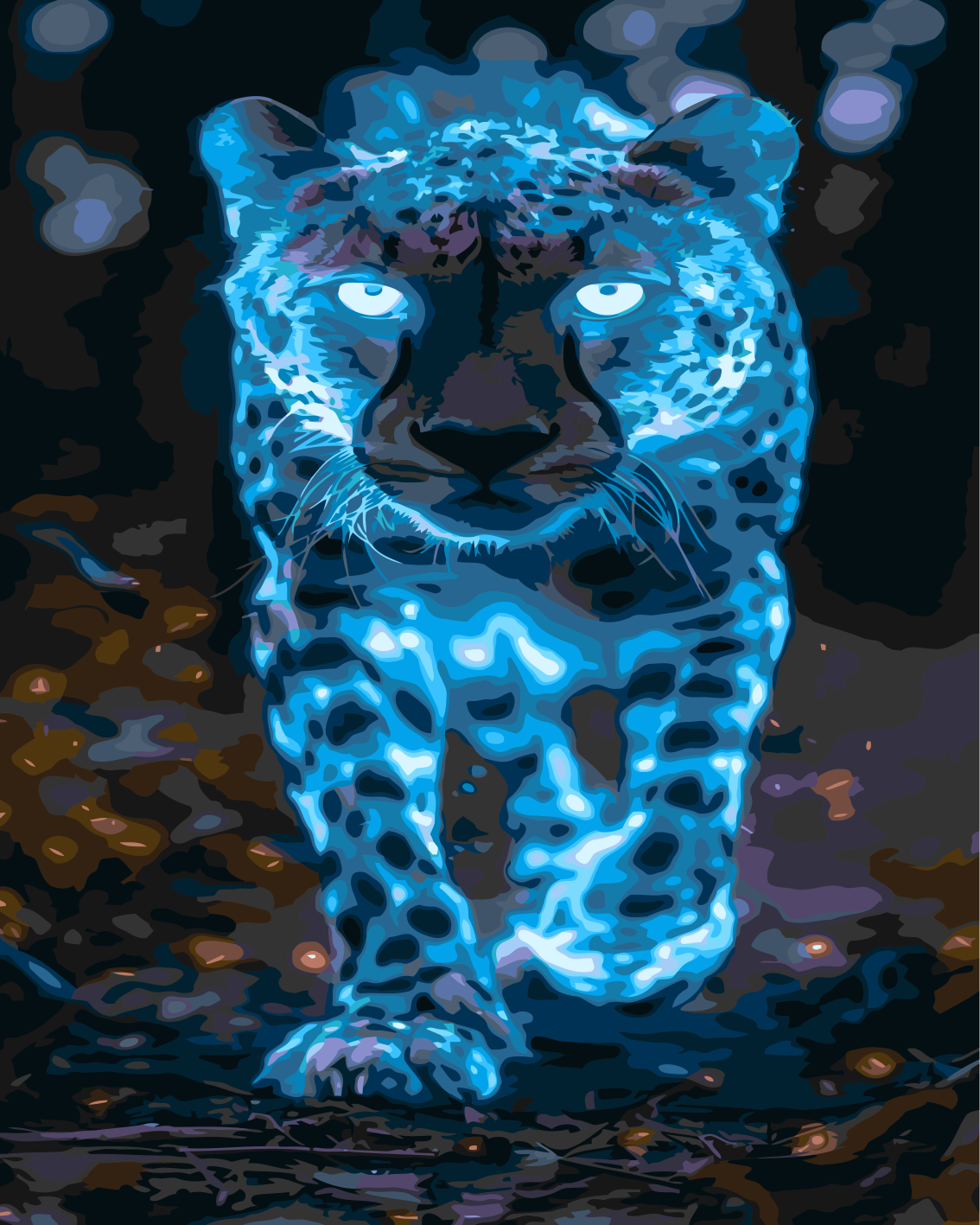Sayılarla Boyama Seti Çerçeveli Kasnaklı Mavi Leopar 