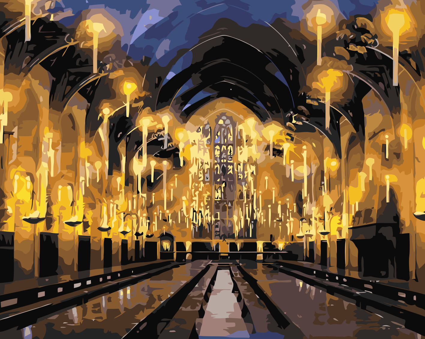 Sayılarla Boyama Seti Çerçeveli Kasnaklı Hogwarts Ortak Salonu