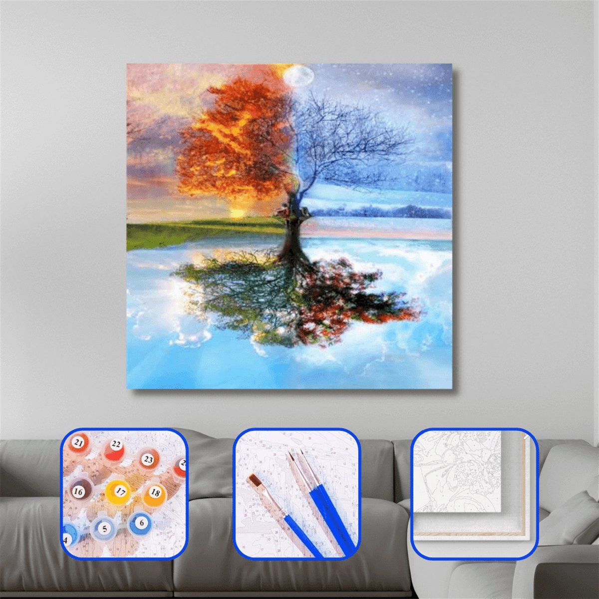 Sayılarla Boyama Seti Dolunay ve Ağaç 60x75cm