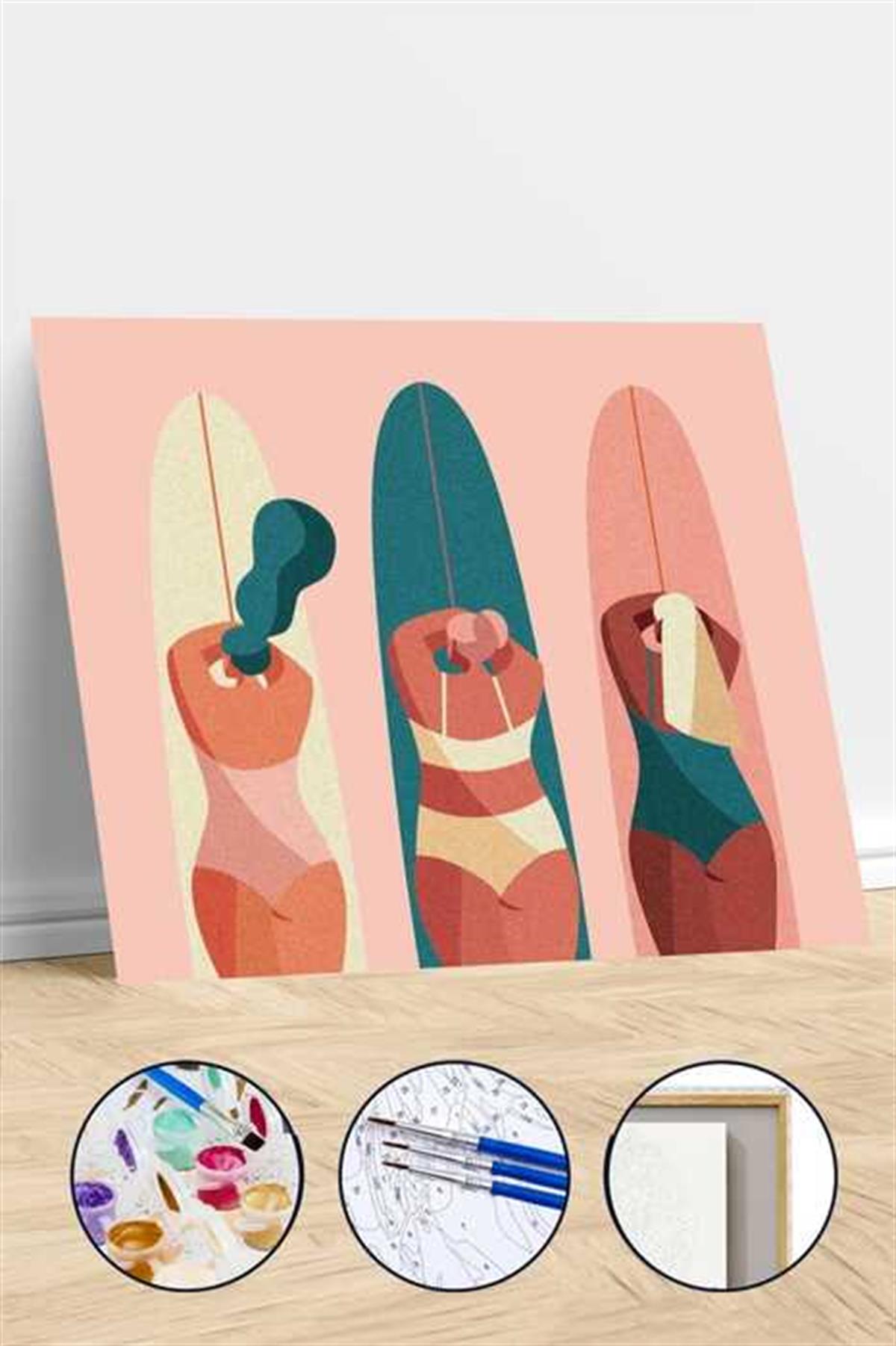 Sayılarla Boyama Seti Sörfçü Kadınlar