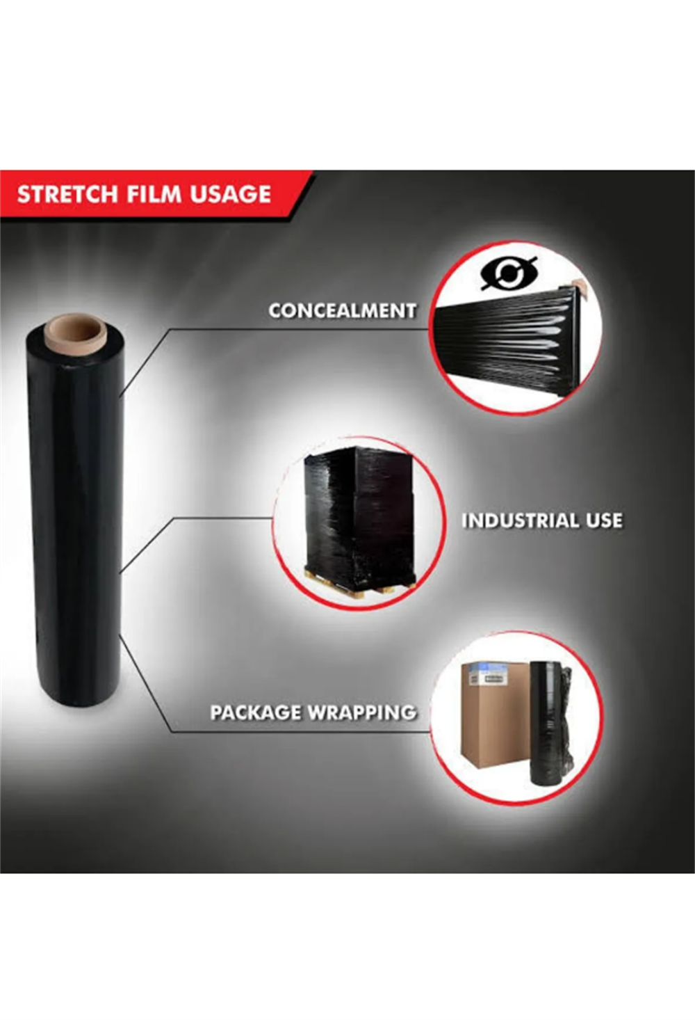Siyah Streç Film 23 Mk 2 Kg 150 Mt 50 Cm