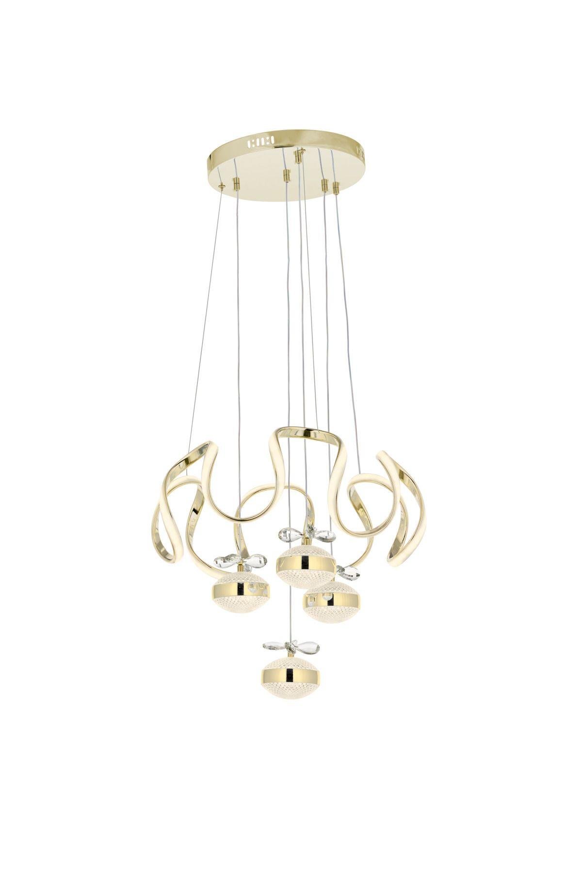 3 Renk Kademeli Ledli Avize Modern Sarkıt Kelebek Kristal Taşlı Led Avize Gold Sarı