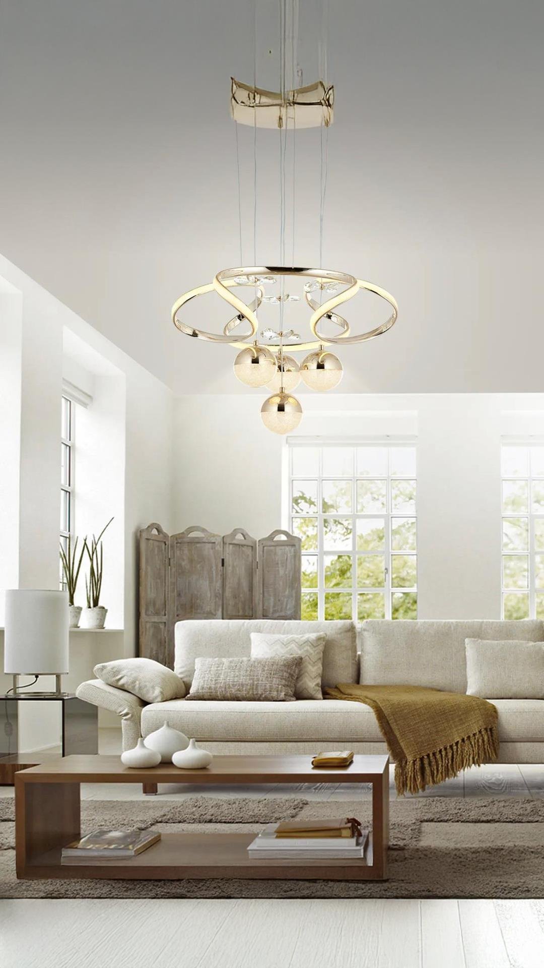 3 Renk Kademeli Luxury Exclusive Modern Kristal Taşlı Sarkıt Avize Gold Sarı