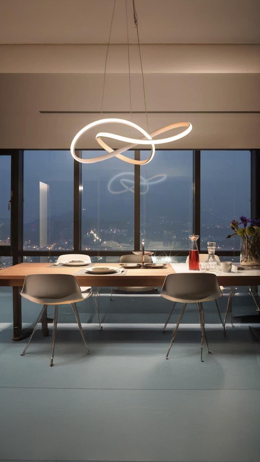 A Modern Sarkıt Power Led Avize Beyaz Işık Krom Ledli Avize