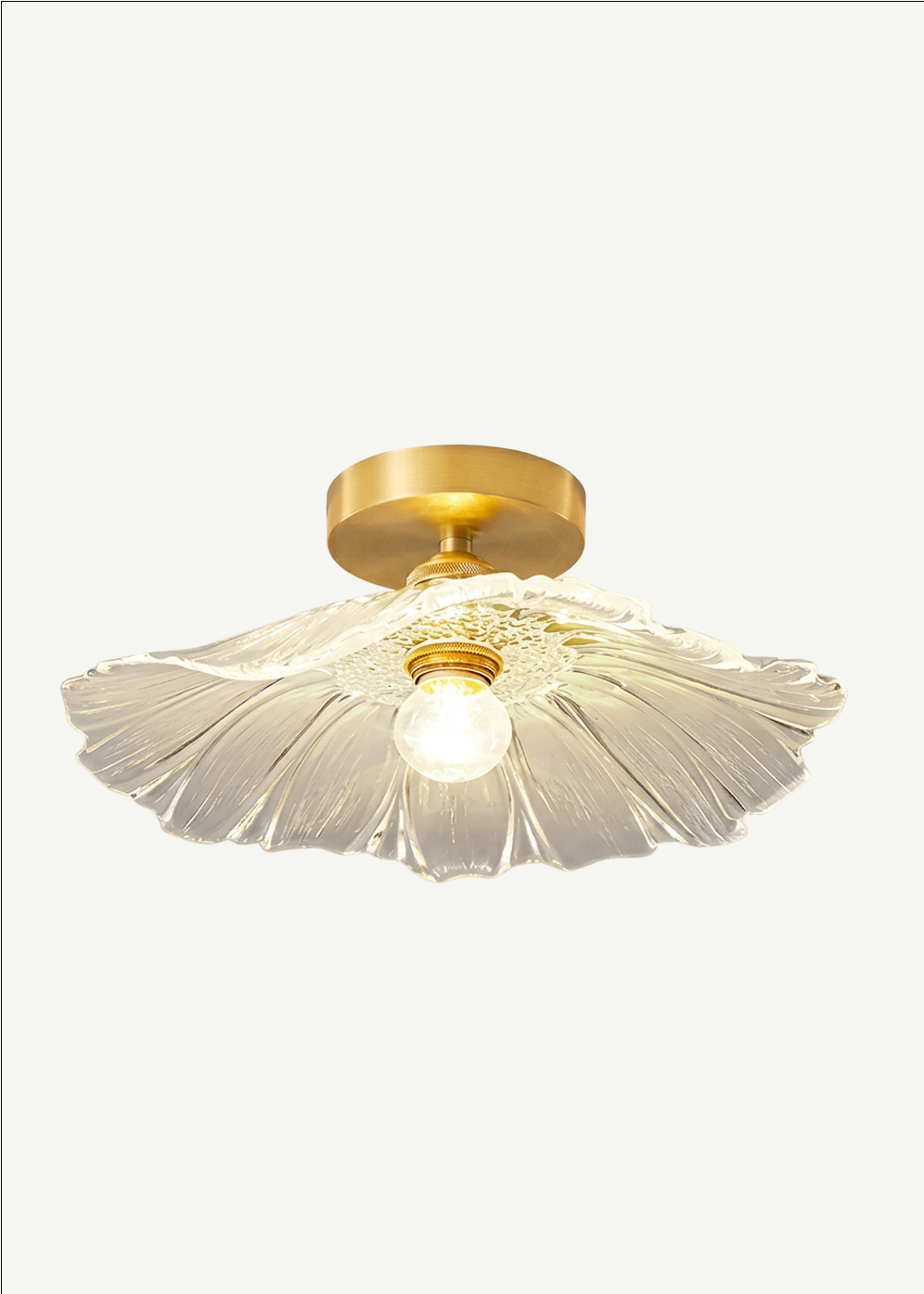 Classic Camlı Avize Plafonyer Avize Tavana Sıfır E-27 Duy Şeffaf 250mm Çap