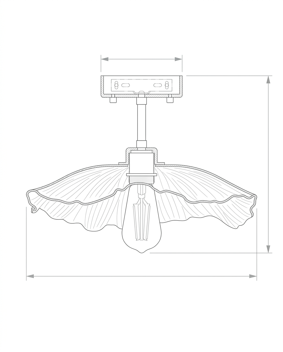Classic Camlı Avize Plafonyer Avize Tavana Sıfır E-27 Duy Şeffaf 250mm Çap