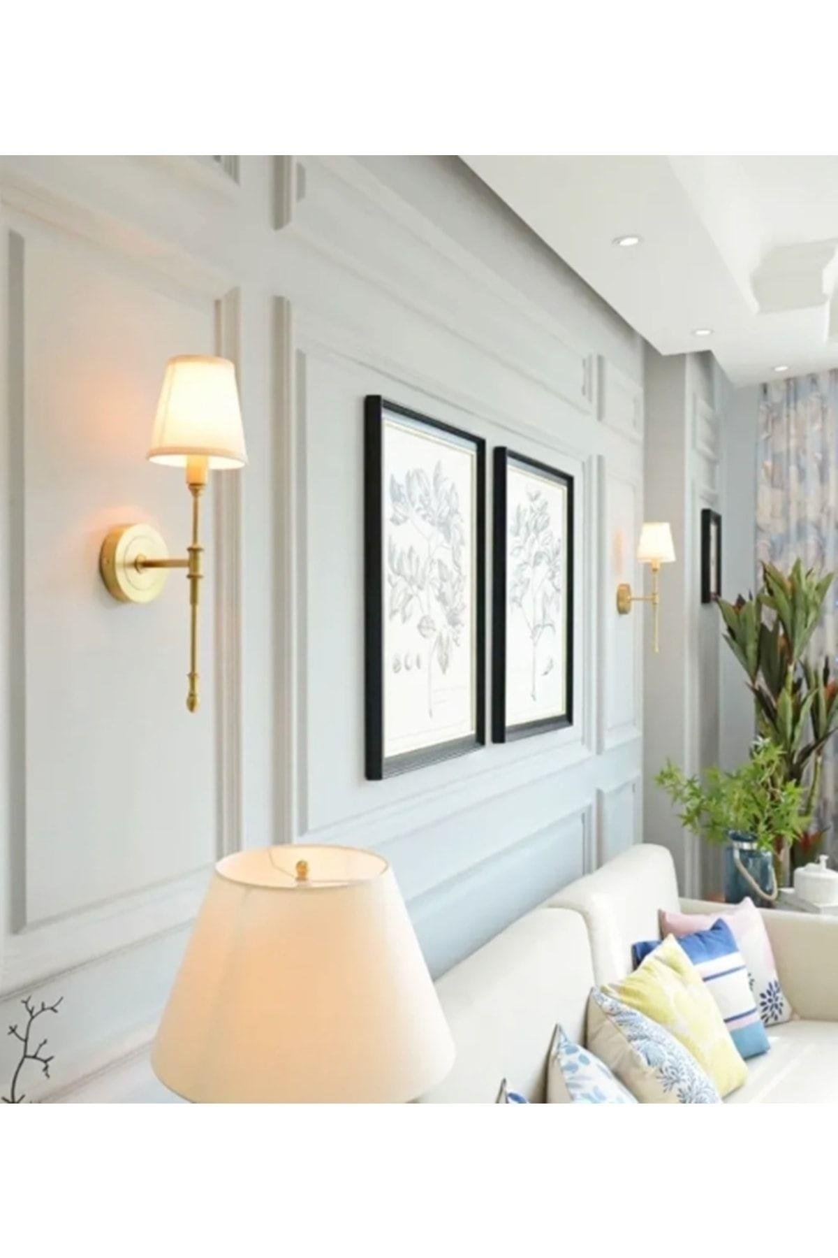 Duvar Aplik Krem Abajur Eskitme Gold Sarı Modern Tasarım Elektrik Ile Çalışır