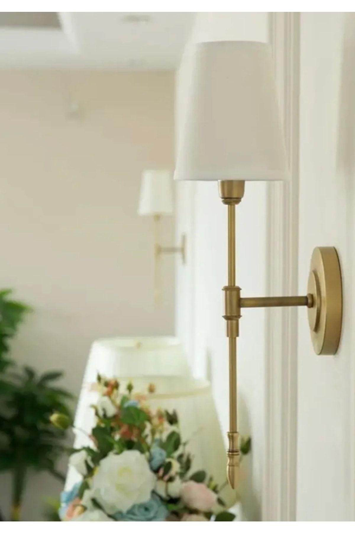 Duvar Aplik Krem Abajur Eskitme Gold Sarı Modern Tasarım Elektrik Ile Çalışır