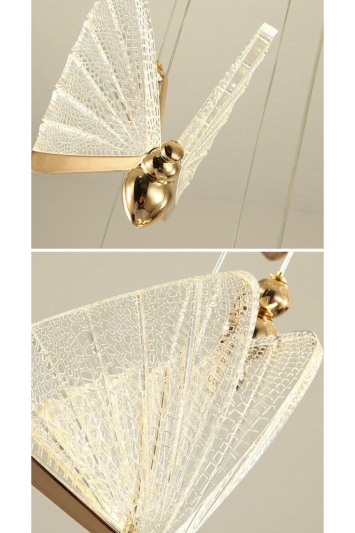 Elegance Büyük Boy Sarkıt Avize Modern Kelebek Tasarım Sarkıt Led Avize Harika Görsel