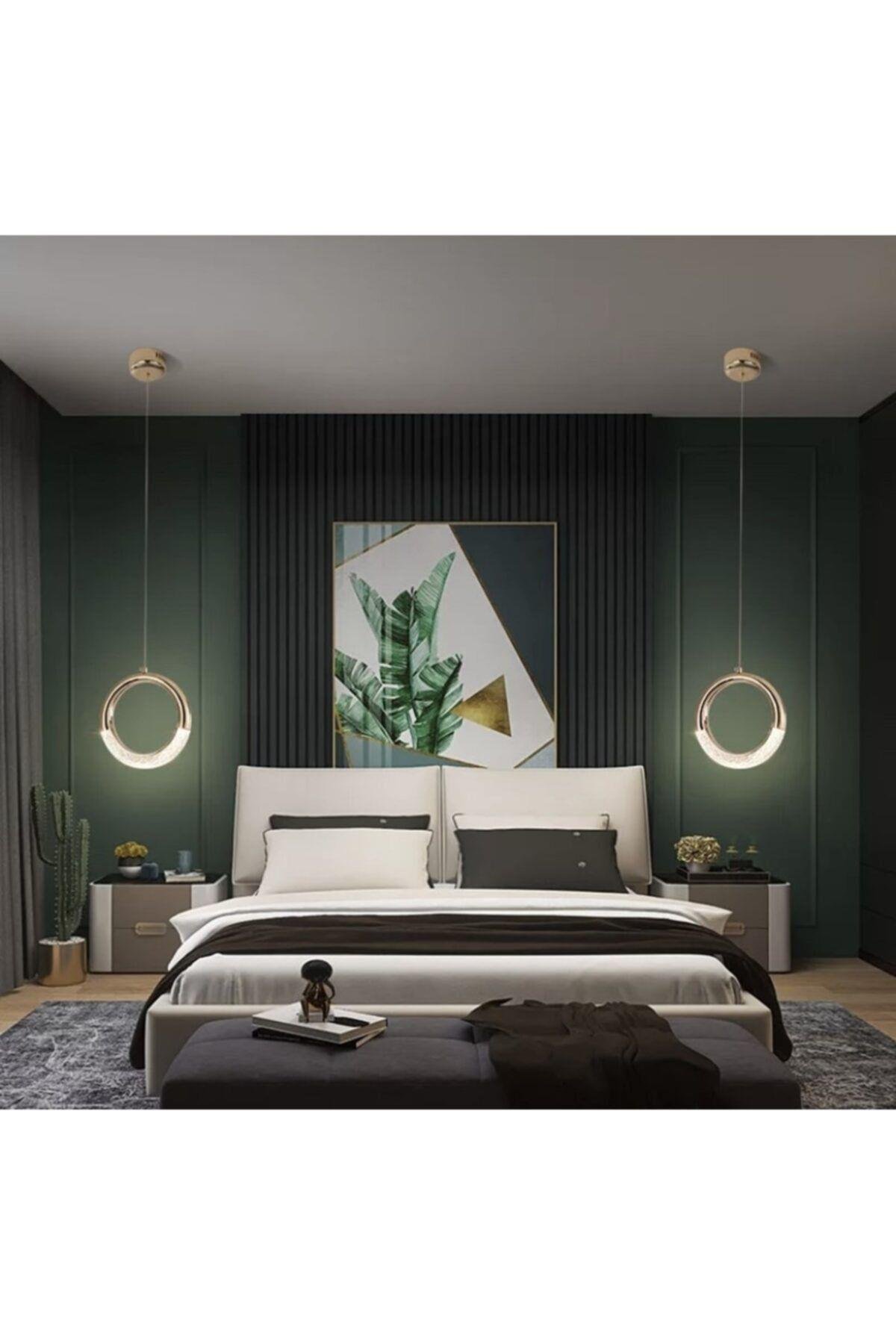 Elegance Luxury Tasarım Modern Sarkıt Led Avize Gold Sarı Ledli Avize