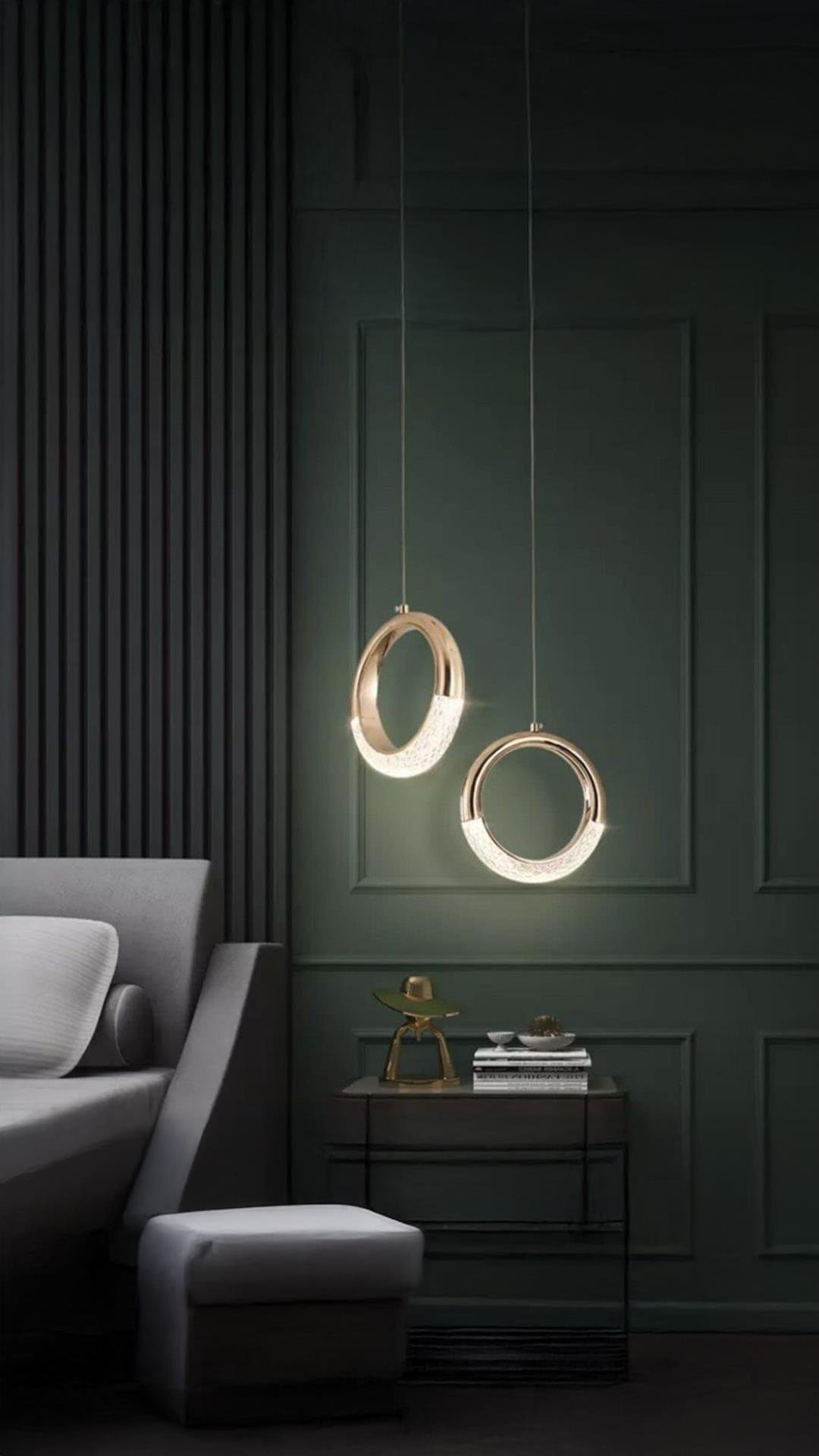 Elegance Luxury Tasarım Modern Tekli Sarkıt Led Avize Gold Sarı 2 Adet Set Fiyat