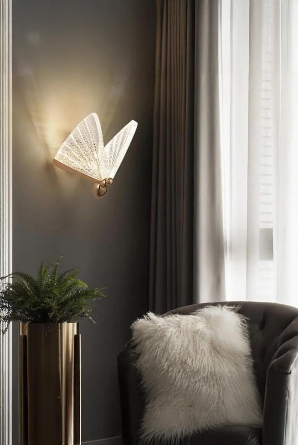 Elegance Modern Kelebek Tasarım Duvar Led Aplik Rose Gold Sarı