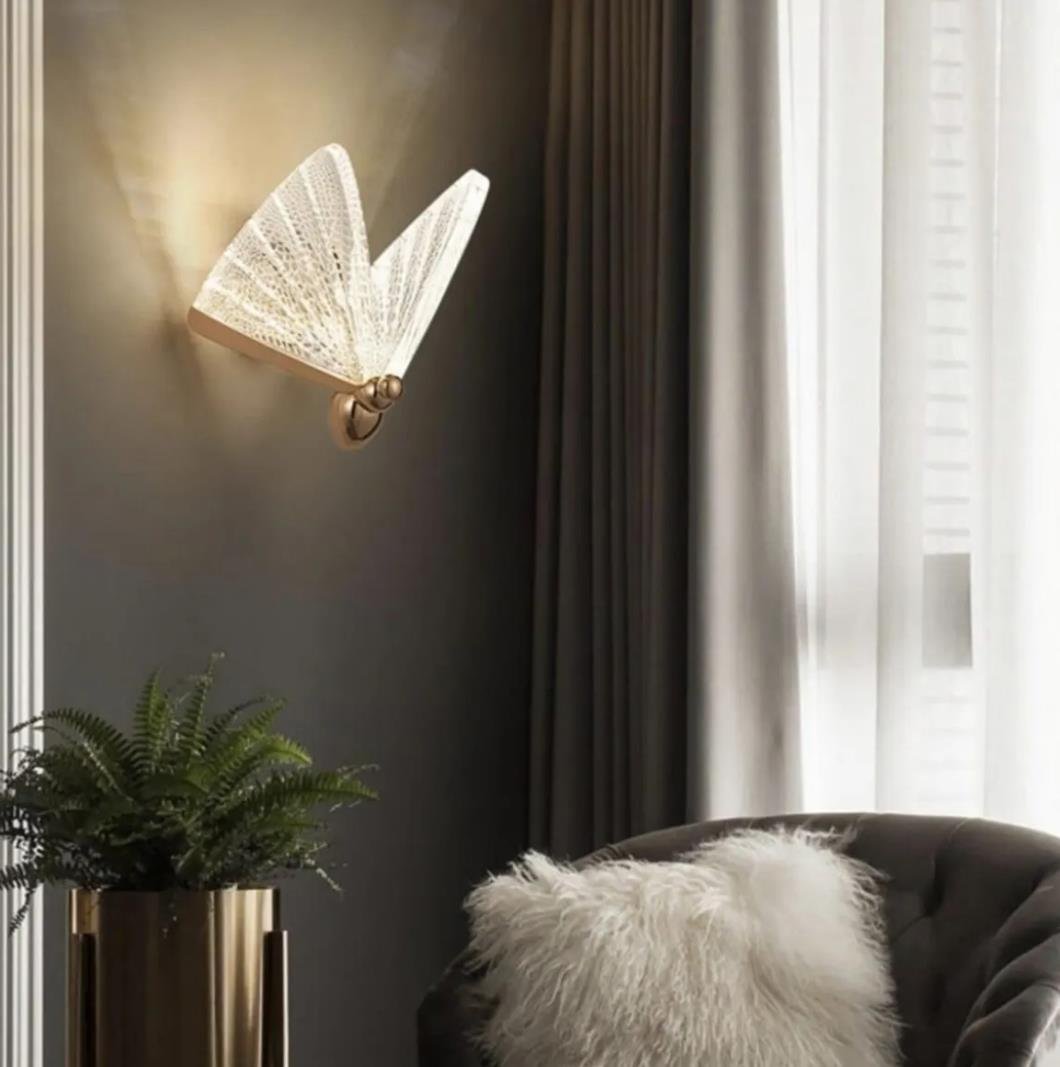 Elegance Modern Kelebek Tasarım Duvar Led Aplik Rose Gold Sarı