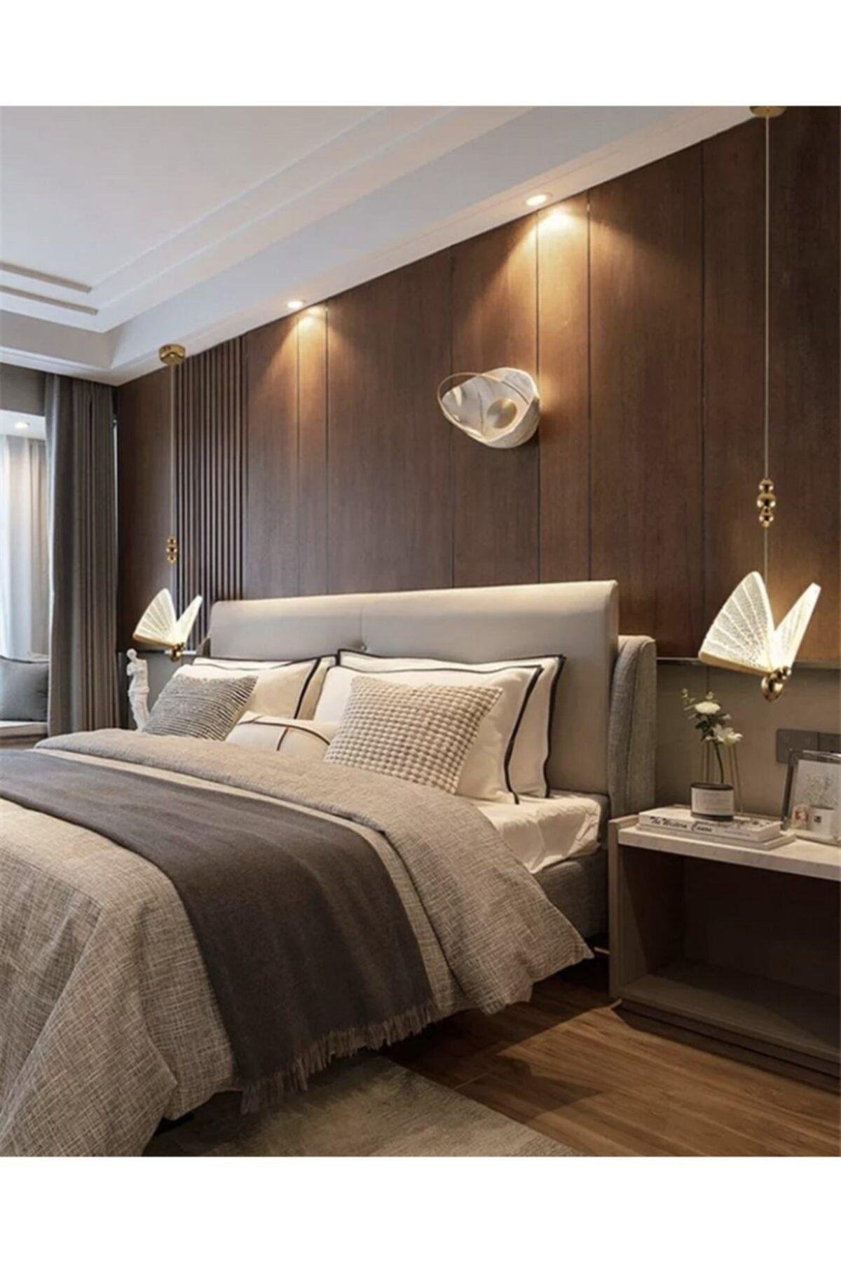Elegance Modern Kelebek Tasarım Tekli Sarkıt Led Avize 2 Adet Set Fiyat Harika Görsel