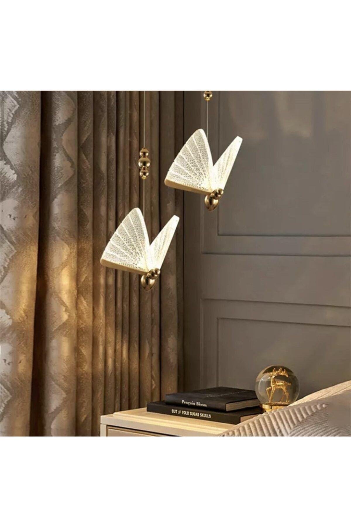 Elegance Modern Kelebek Tasarım Tekli Sarkıt Led Avize 2 Adet Set Fiyat Harika Görsel
