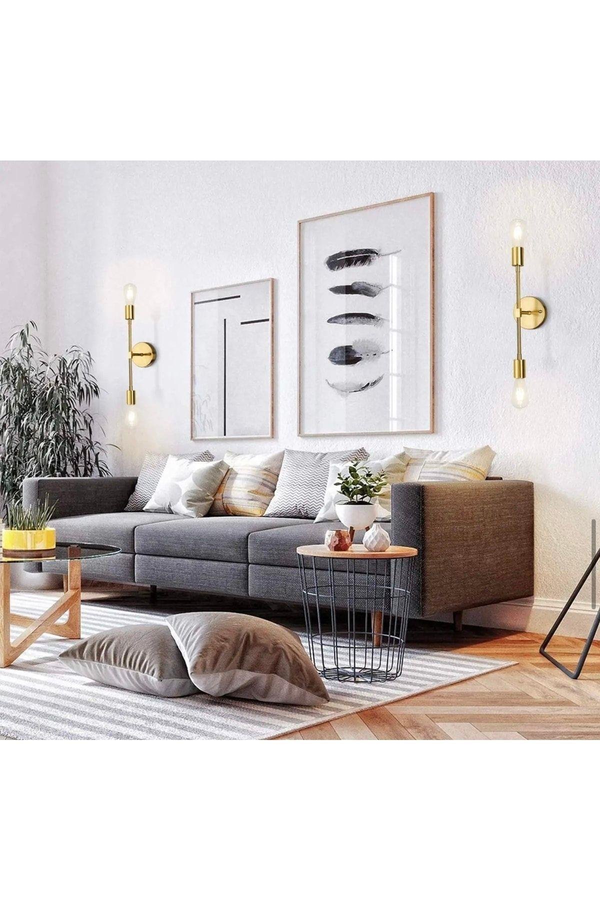 Eskitme Gold Sarı Modern Duvar Aplik Şık Görsellik Katar