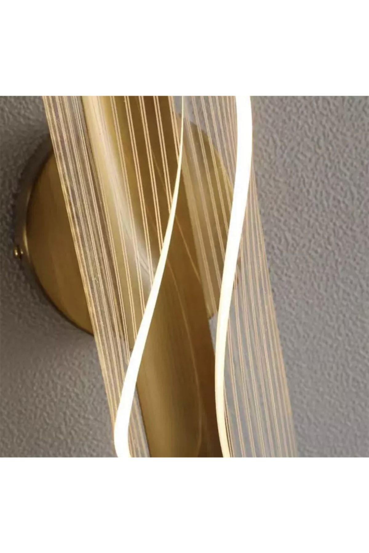Exclusive Modern Duvar Led Aplik Gold Sarı Tasarım Ledli Aplik