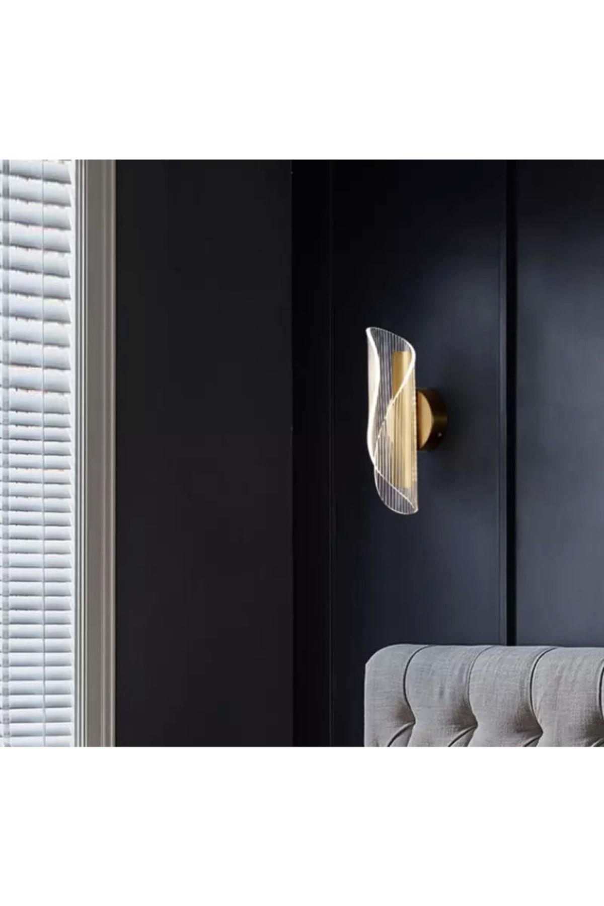 Exclusive Modern Duvar Led Aplik Gold Sarı Tasarım Ledli Aplik