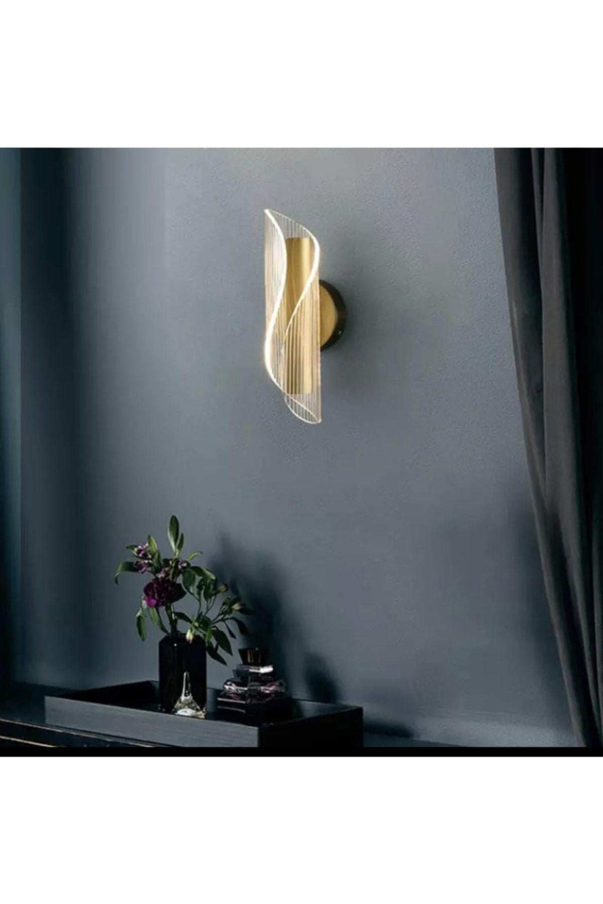Exclusive Modern Duvar Led Aplik Gold Sarı Tasarım Ledli Aplik