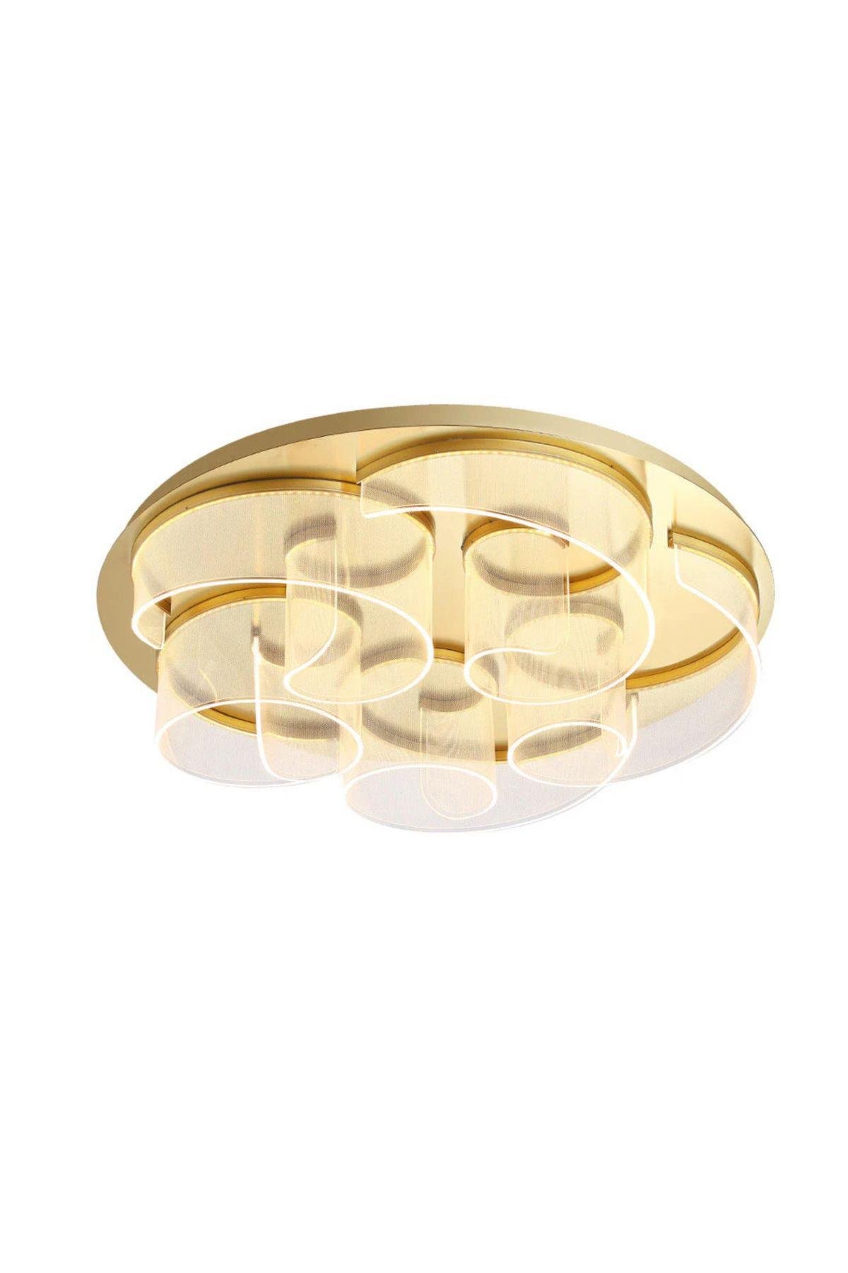 Exclusive Modern Tasarım Pleksi Gül Rose Tavan Led Avize Gold Sarı Limited Edition Ledli Avize
