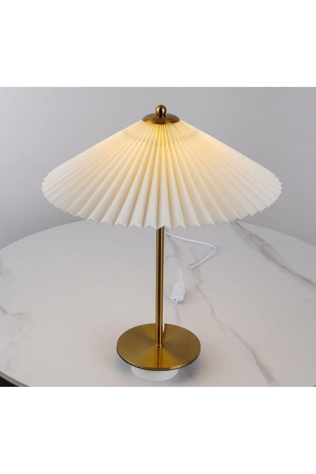 Exlusive Collection Krem Şapka Tasarım Madame Fico Abajur Eskitme Gold Sarı