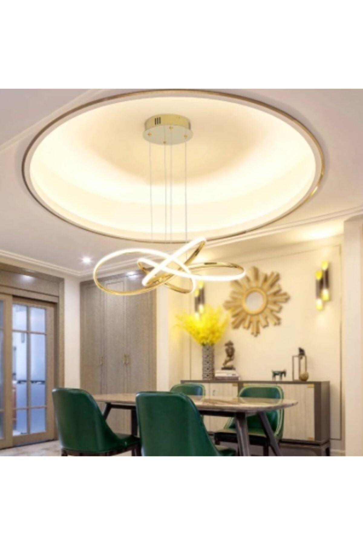 Gold Sarı A+ Modern Sarkıt Power Led Avize Concept Ürün Beyaz Işık