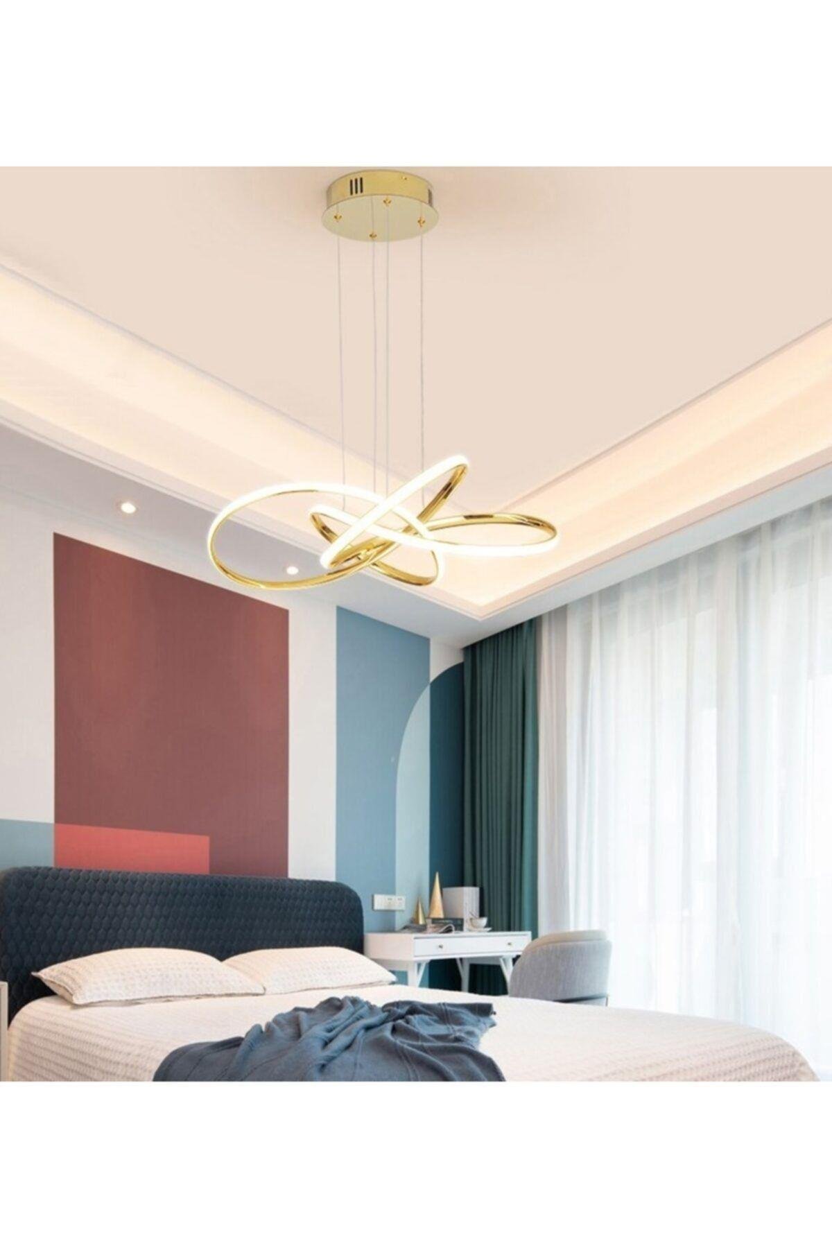 Gold Sarı A+ Modern Sarkıt Power Led Avize Concept Ürün Beyaz Işık