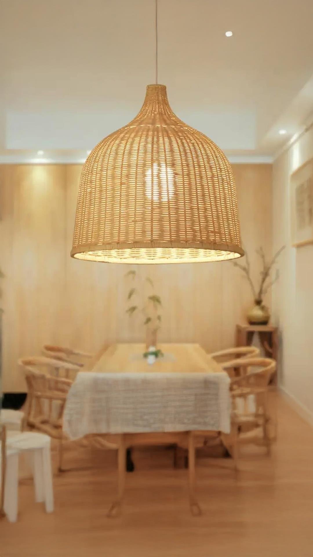 Handmade Tasarım Bamboo Avize Hasır Avize 1.sınıf Kalitem 32 Cm Çap Naturel Ferahlık Katar