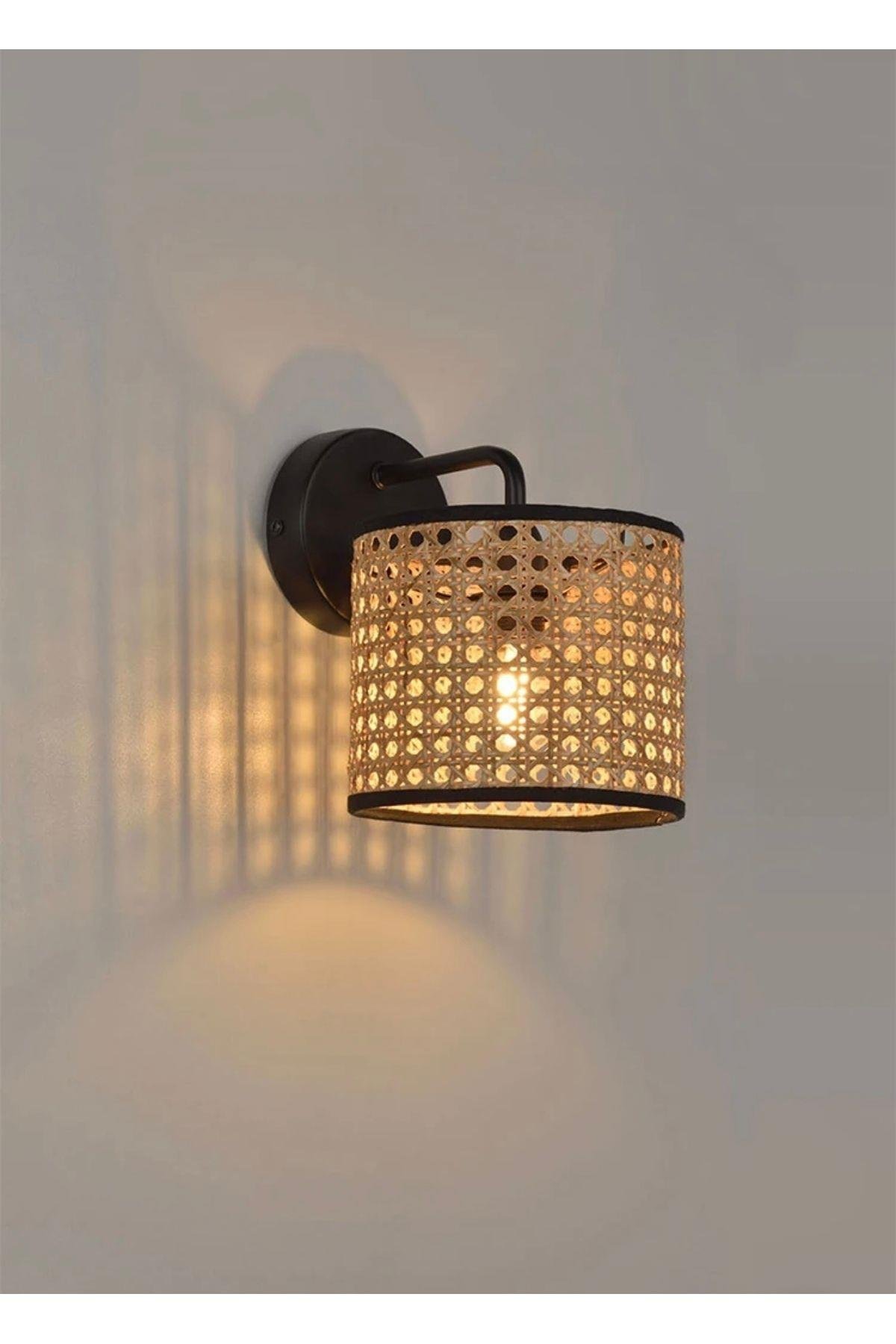 Hasır Aplik Modern İskandinav Tasarım Ferah Bambu Aplik Elektrik ile çalışır