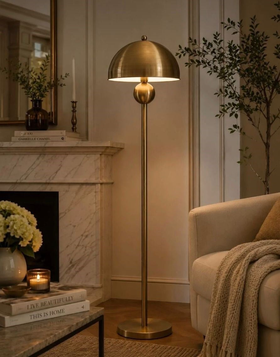 Jüpiter Pinterest Model Toplu Ayaklı Lambader Eskitme Gold Sarı Bohem Metal Abajur Başlıklı Lambader
