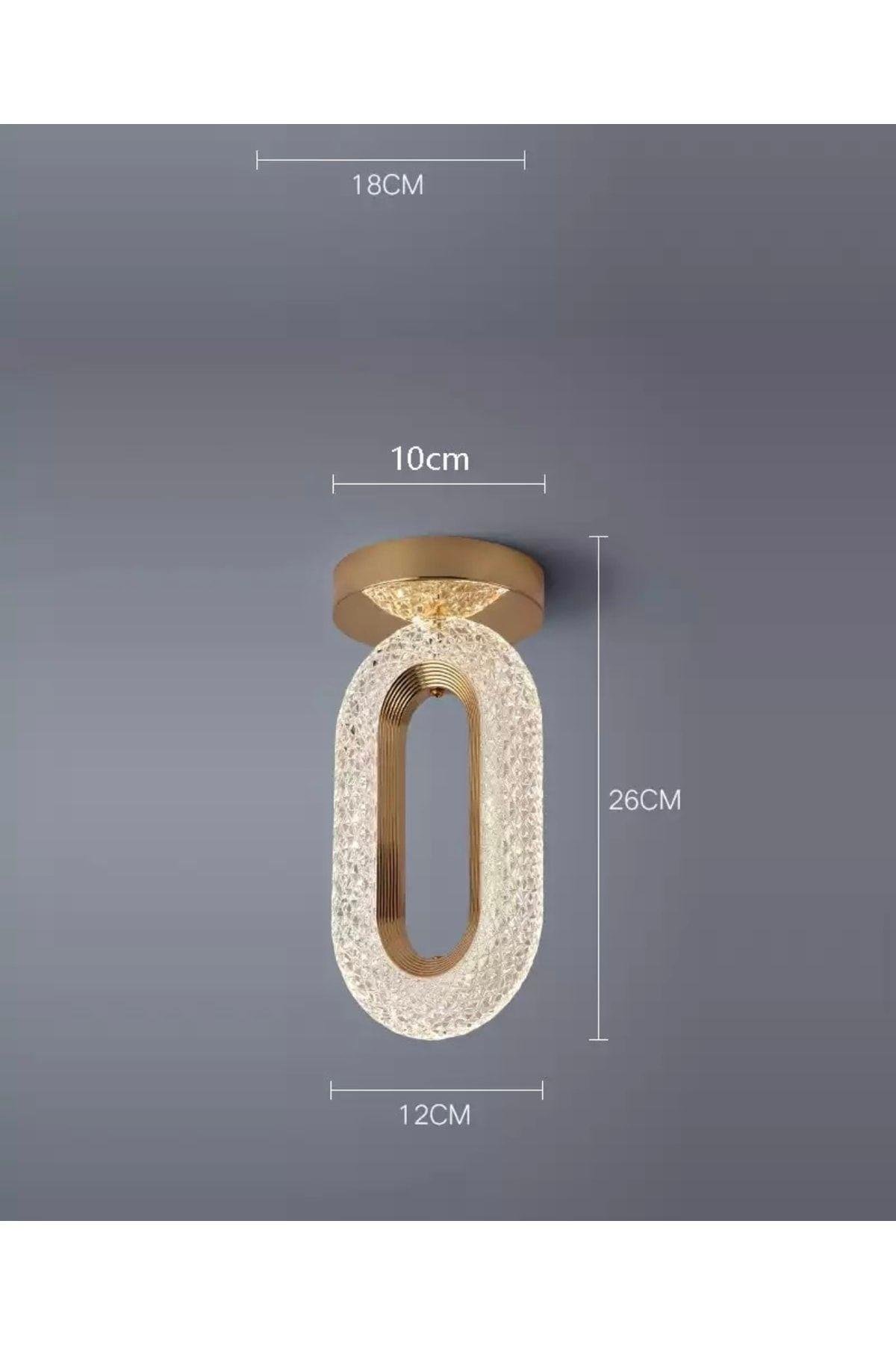 Kristal Ledli Avize Tavana Sıfır Gold Sarı Gövde Gün Işığı