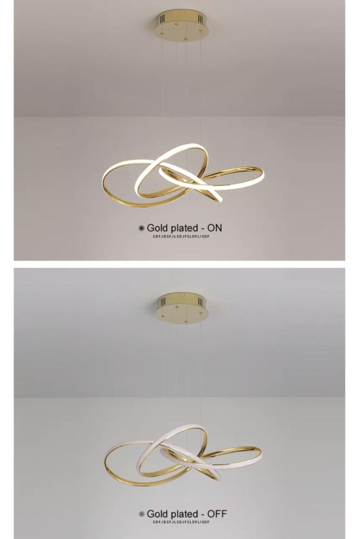 Kumandalı Dimmerli 3 Renk Işıklı Modern Sarkıt Power Led Avize Concept Ürün Gold Sarı Ledli Avize