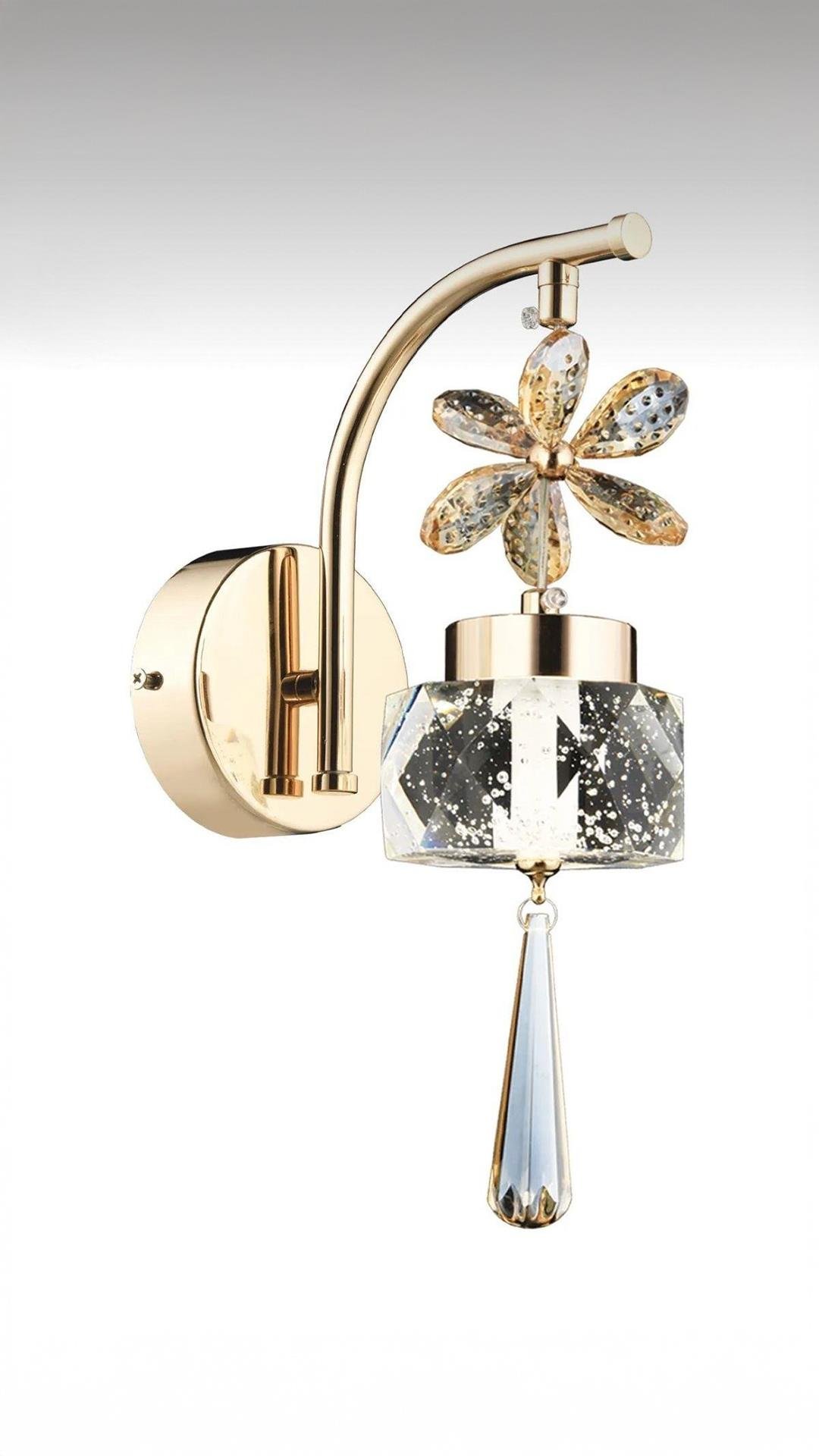 Lüks Modern Kristal Taşlı Duvar Aplik Gold Sarı