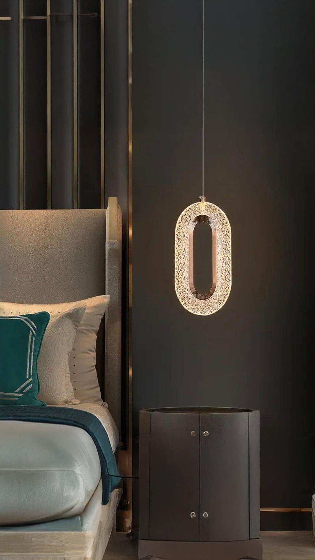 Luxury Crystal Modern Tekli Sarkıt Led Avize Gold Sarı